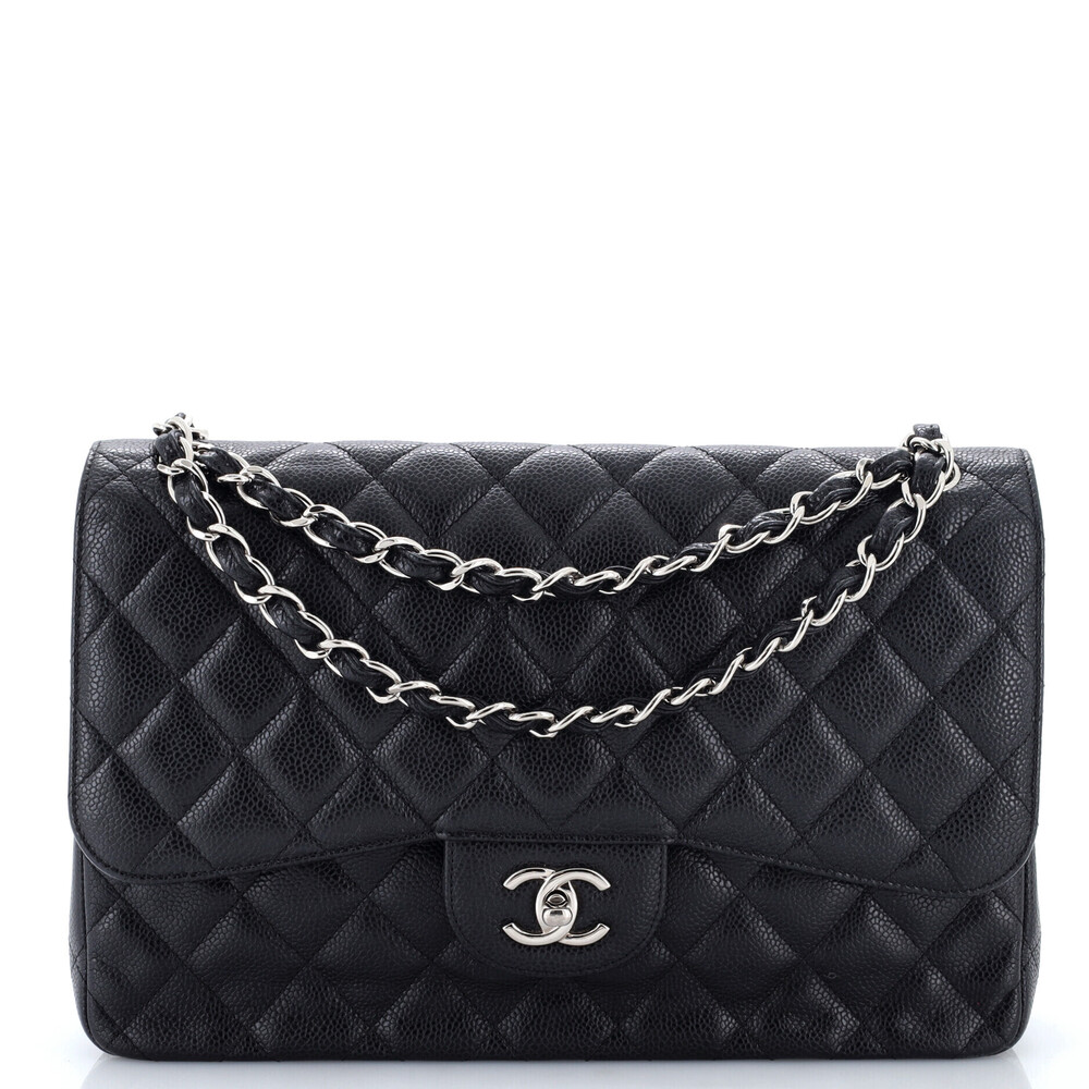 Chanel Jumbo Classic Double Flap Bag Quilted Caviar